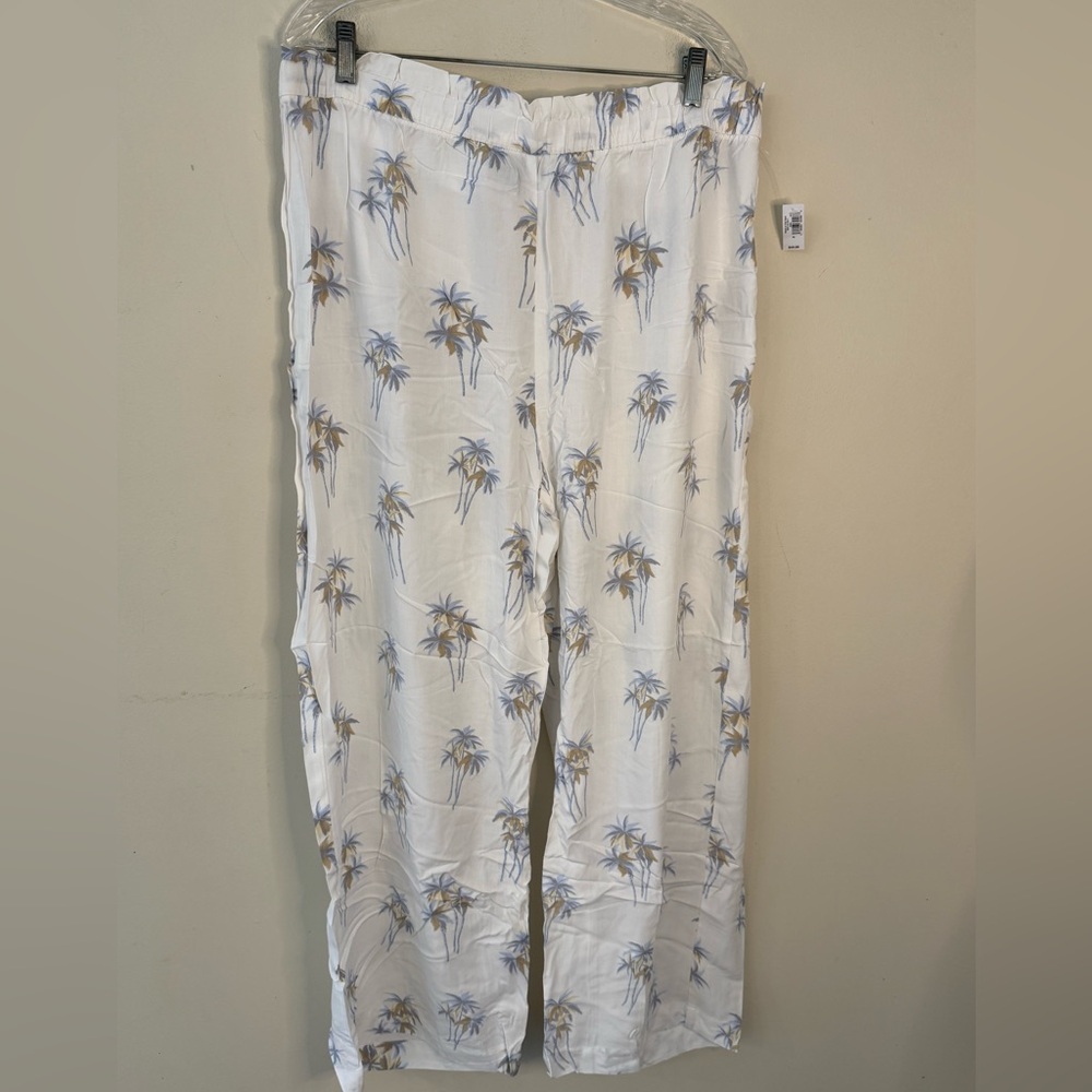 Banana Republic Factory tropical pajama Pants White & Blue Palm Tree Print SZ XL - Picture 3 of 14